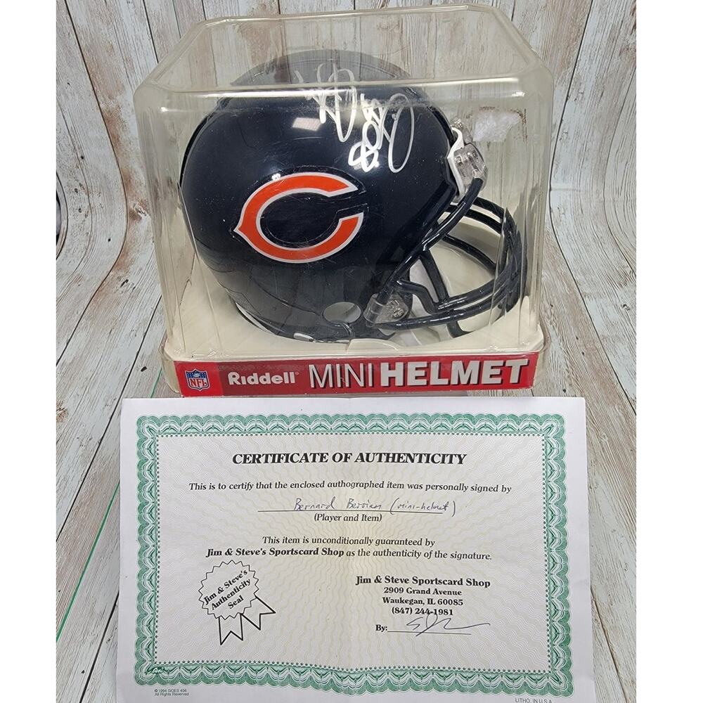 Chicago Bears Mini Helmet Bernard Berrian Signed COA (JSA)